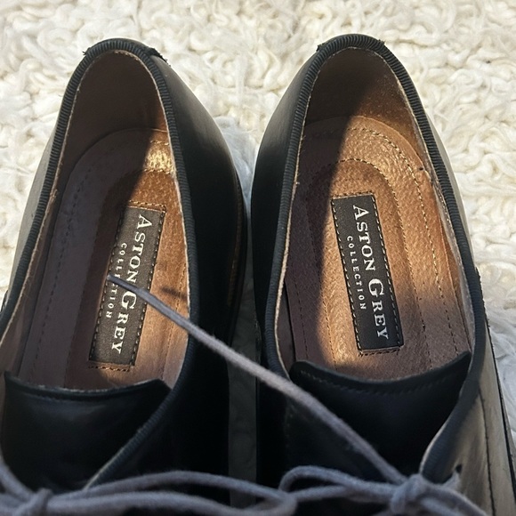Aston Grey Black Leather Lace Up Oxford Shoes Grenasien 10.5 EUC